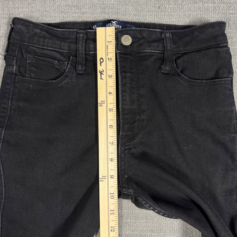 Hollister High Rise Flare Jeans Black Slit Hem Stretch Denim‎ W27 L29 - Picture 8 of 10
